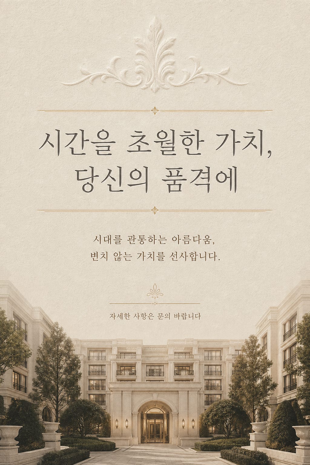 한 줄 프롬프트로 생성한 신축 아파트 분양 안내 전단지 시안