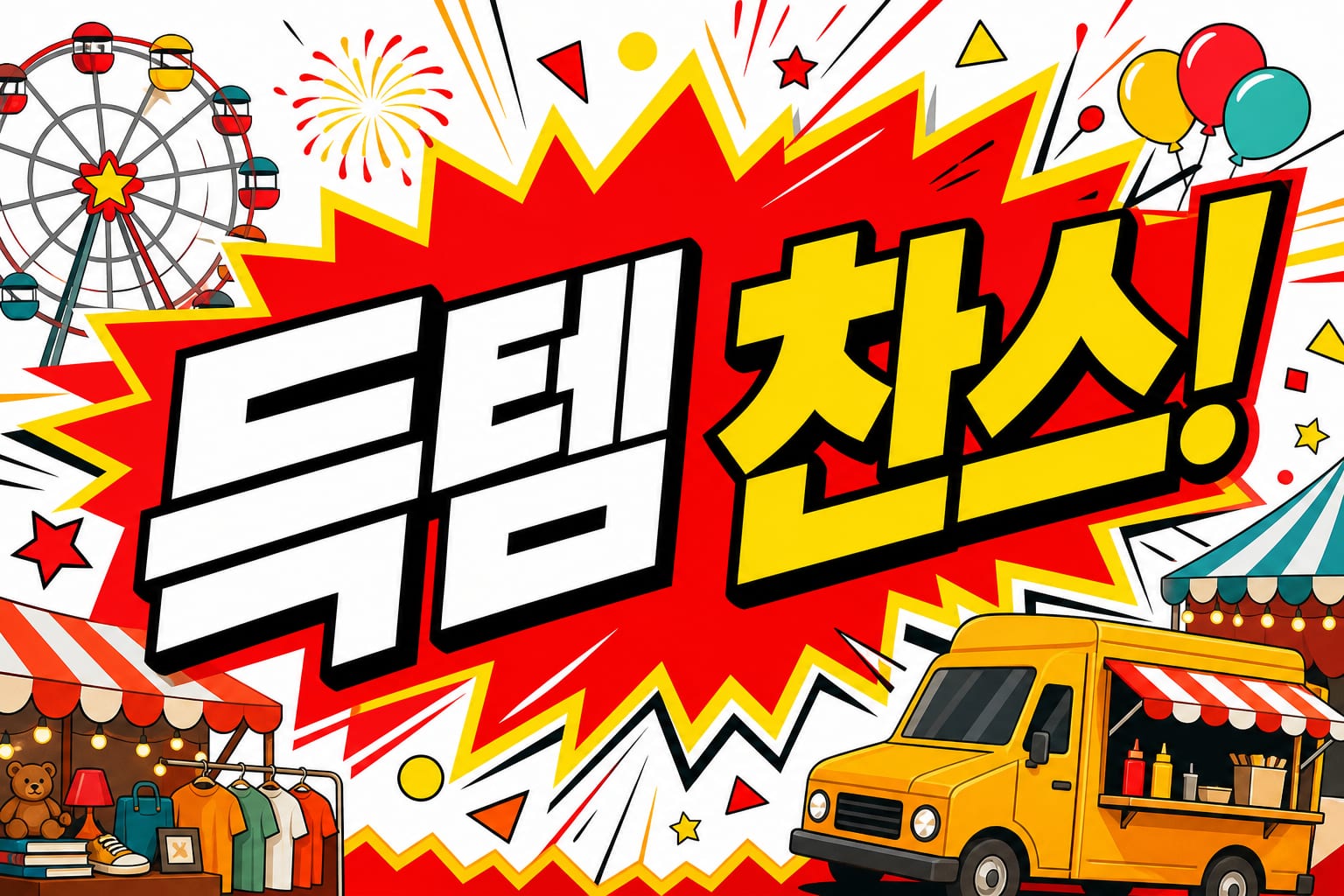 한 줄 프롬프트로 생성한 플리마켓 부스 굿즈 스티커 시안