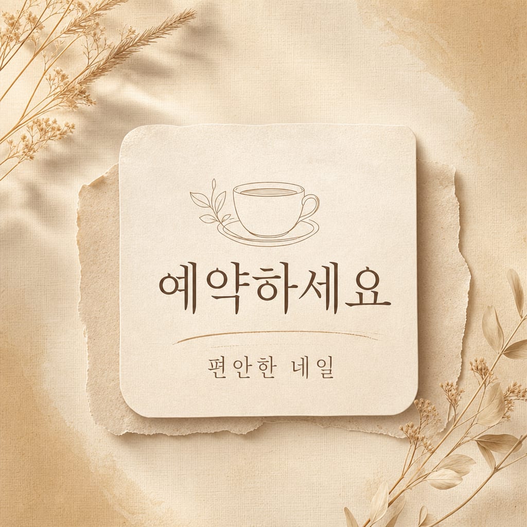 한 줄 프롬프트로 생성한 네일샵 예약 안내 스티커 시안