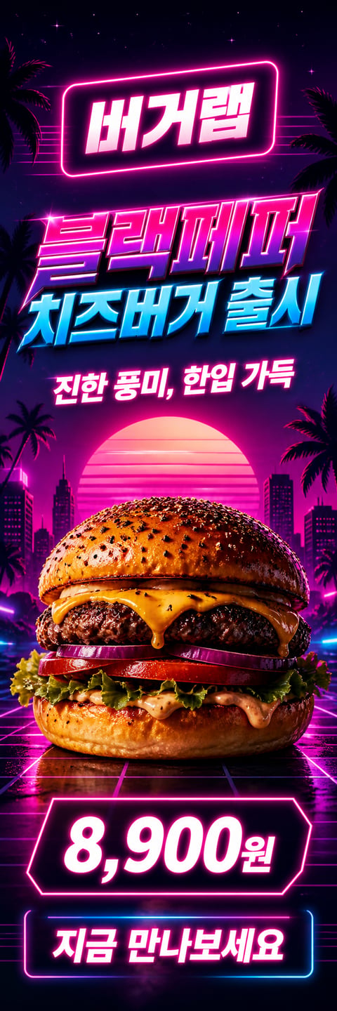 Synthwave 스타일을 직접 주입해 생성한 완성 이미지형 Y배너 템플릿