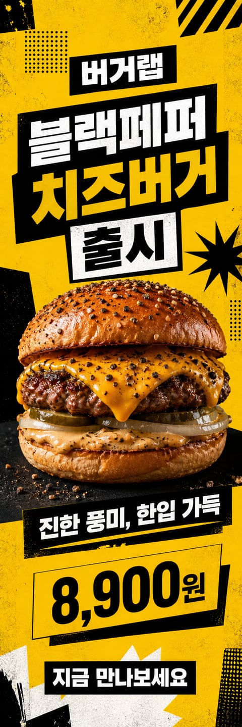 Neo-Brutalism 스타일을 직접 주입해 생성한 완성 이미지형 Y배너 템플릿